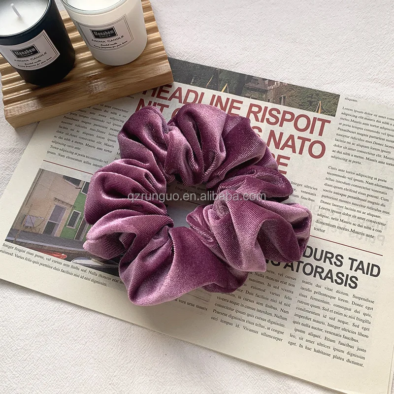 Plus Size Extra Large Elegant Girl Velvet Elastic Scrunchies Hair Rubber Band Ties For Autumn Winter
