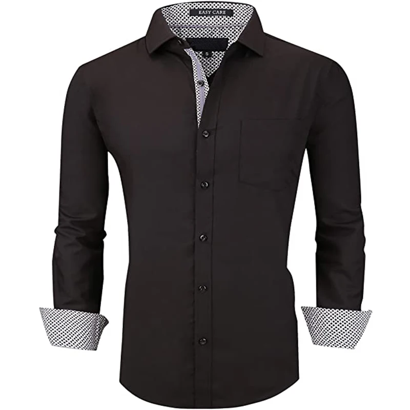 Рубашка мужская однотонная деловая с длинными рукавами, индивидуальный пошив, деловая формальная, повседневная, высокого качества, большие размеры