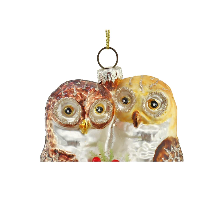 New Design Festival Ornament Glass Craft Animal Hanging Decoration Owl Figurines Christmas Ornaments
