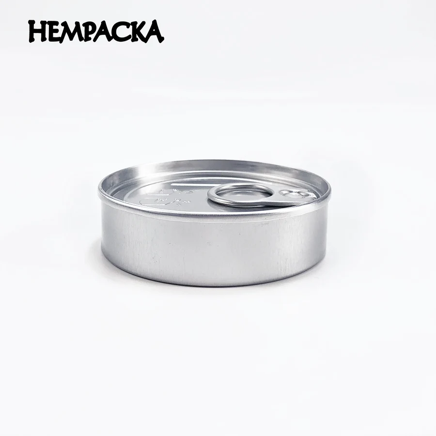 
HEMPACKA Custom Labels Press It Tin Cans 3.5g Round Tuna Weed Tin Can For Food Packaging 