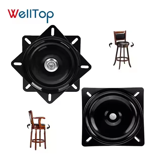 vt-00001 Furniture Hardware Black Round Chair Base Heavy Duty Swivel Plate Rotating Swivel Plate With Solid Ring Of Ball Bearing