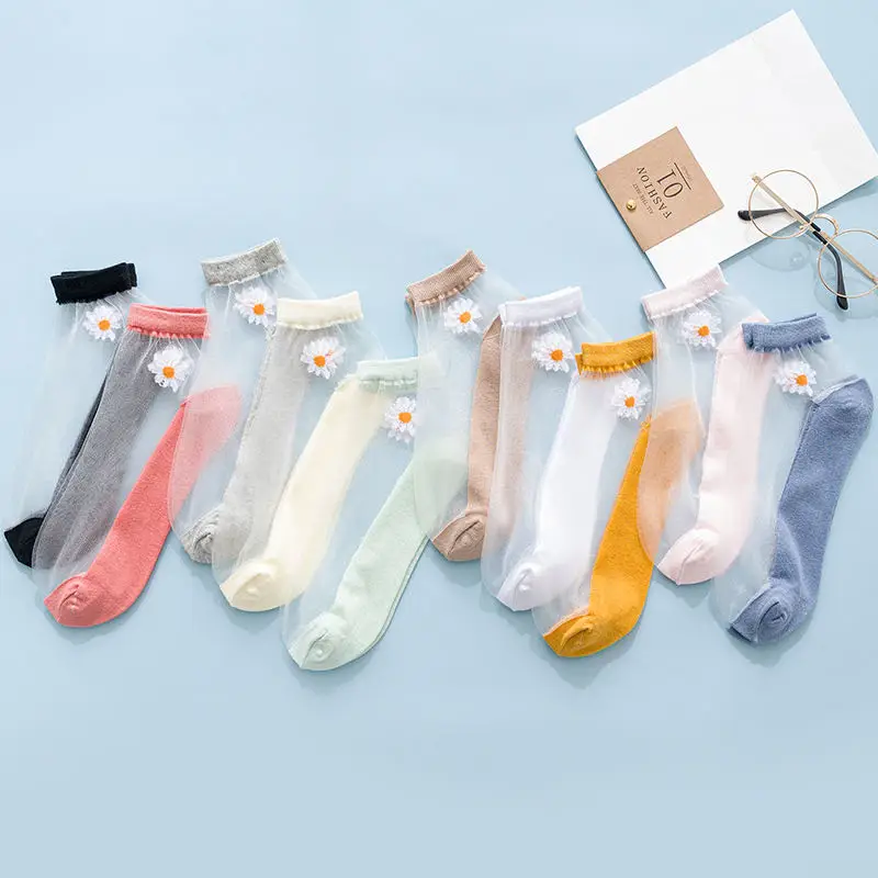 Wholesale  Transparent Ladies Socks Fashion Crystal Boat Girls Socks