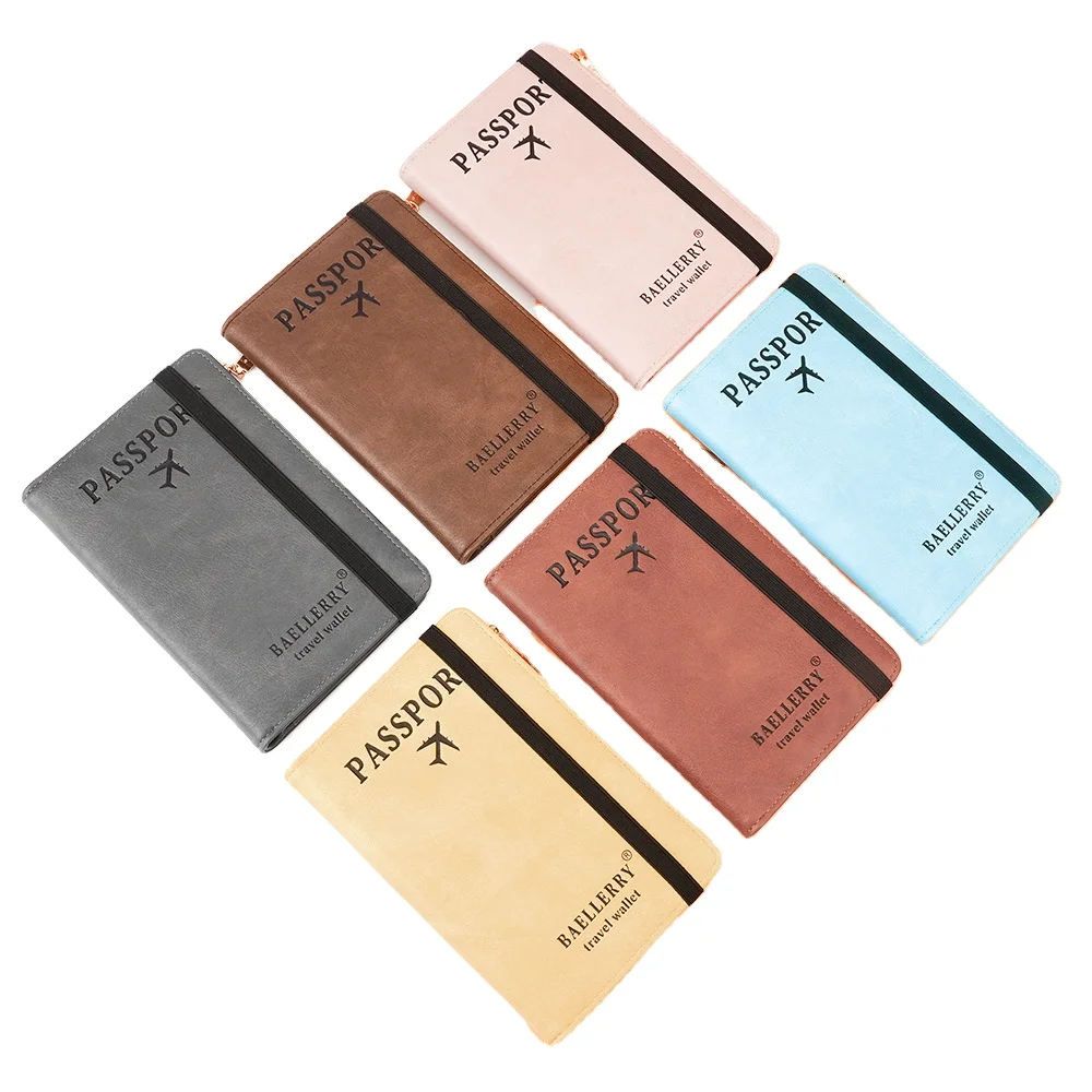 SW Wholesale pu leather passport cover faux leather passport holder custompassport wallets for credit card bank card with zipper