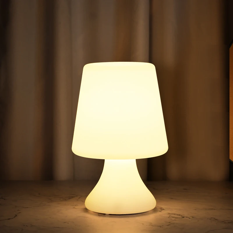 BSCI Factory Custom Eco Friendly PE Plastic Atmosphere RGB Dimmable Color Changing Cordless Rechargeable LED Table Lamp