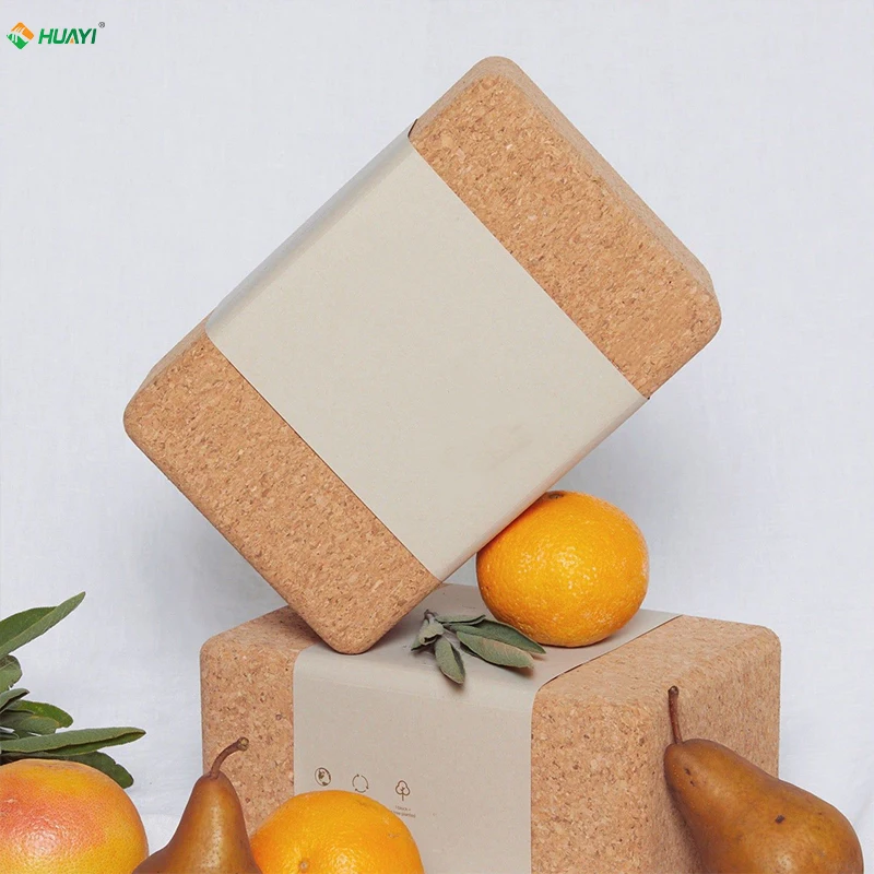 HUAYI Cork Yoga Blocks 2 Pack Set, High Density Natural Cork Block, Performance Grade Yoga Bricks with Non Slip Surface