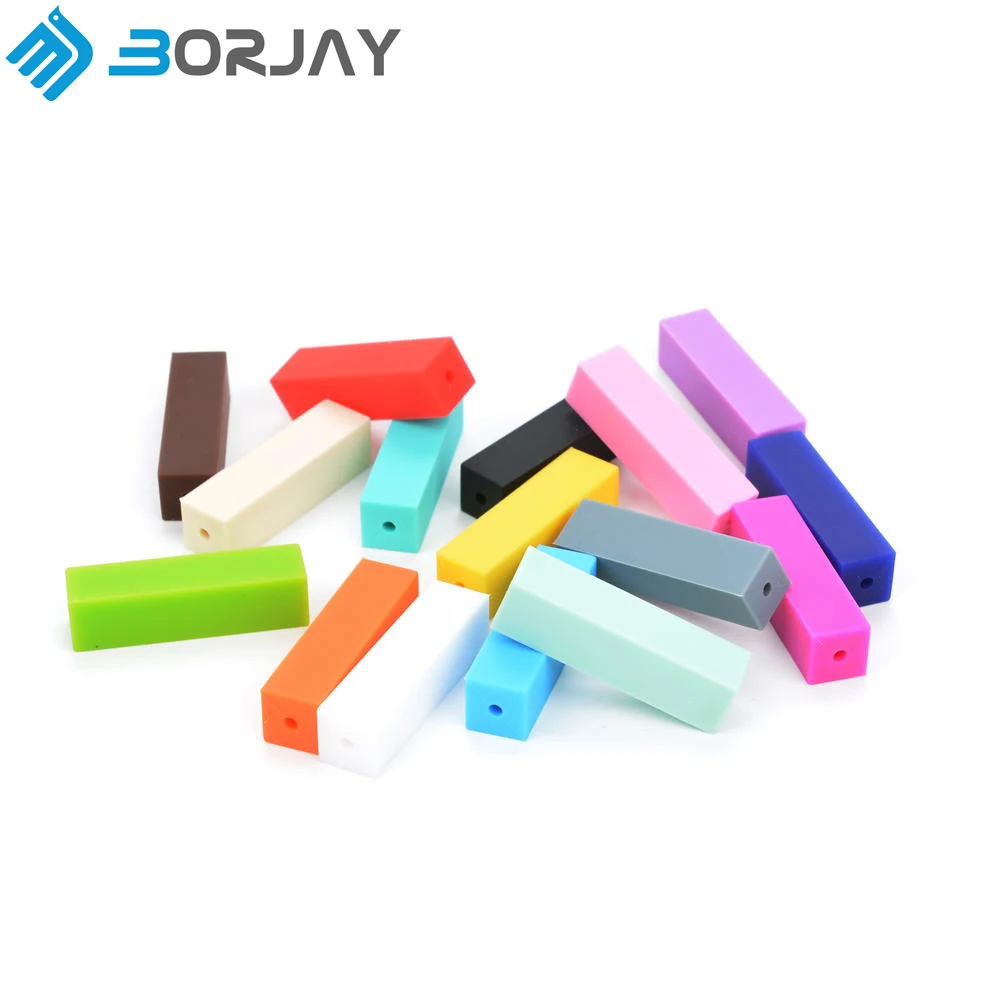 Low Moq Bulk Silicone Beads Whoelsae Food Grade Custom Silicone Beads BPA Free Loose Silicone Cuboid Beads DIY Keychain Pacifier