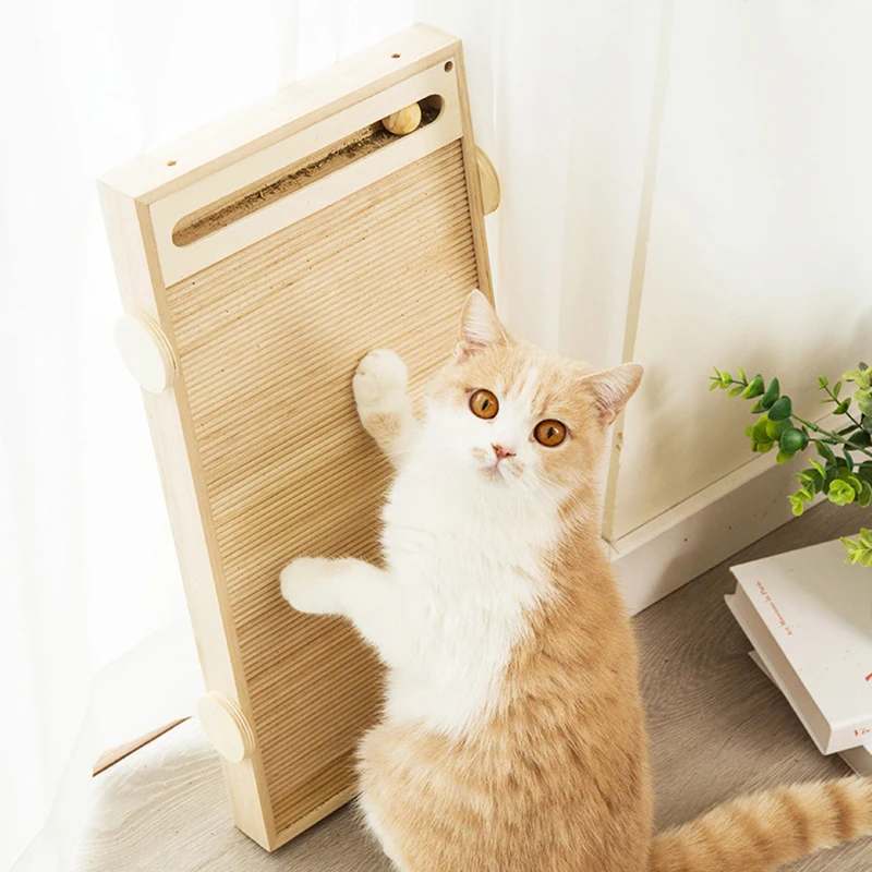 Solid Wood Scratching Toy Self-Healing No Chipping Wear-Resistant Multifunctional Cat Scratcher