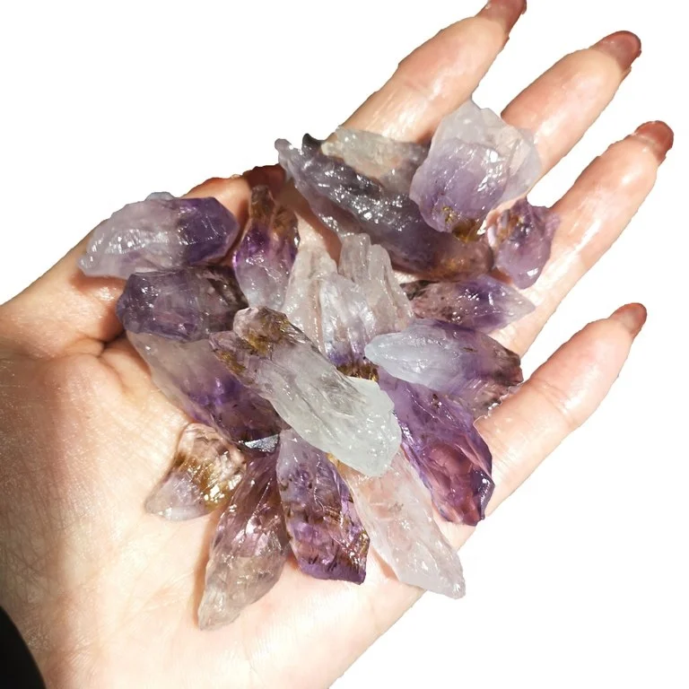 High Quality Natural  Brazil Rough Amethyst Stone Tooth Raw Amethyst Rutilated Quartz