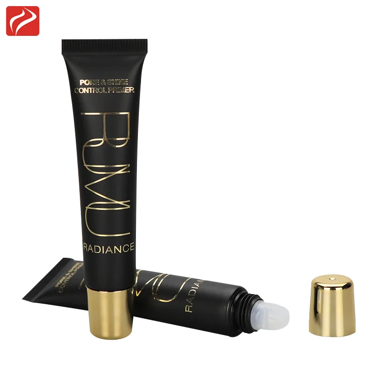10g 15g 20g empty plastic matte black slanted tip lip gloss tube with golden screw cap