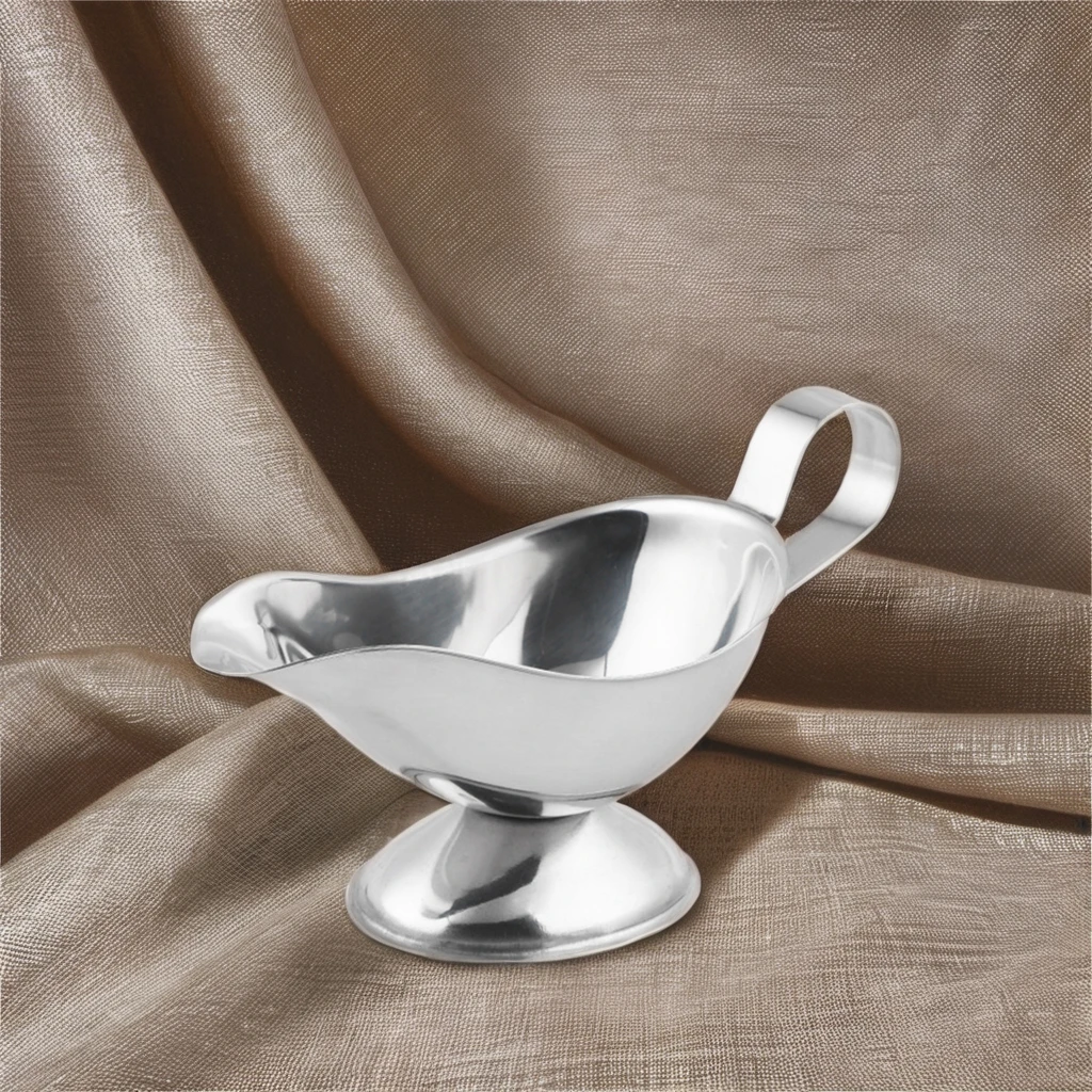 Stainless Steel Seasoning Cup Gravy Sauce Boat Saucier Gravy Dish with Ergonomic Handle Gravy Ketchup Container