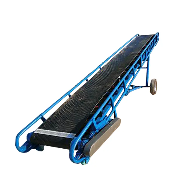 Truck Loading Material Handling Adjustable Height Movable Construction Use Belt Conveyor