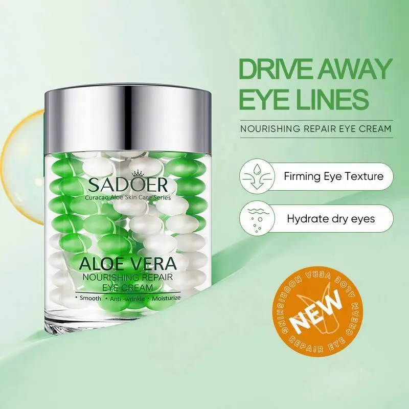 Private Label SADOER 3 Colors Aloe Vera Hyaluronic Acid Caviar Essence Repair Eyes Skin Anti Wrinkle Care Eye Cream