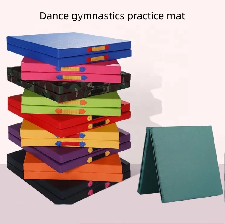 Folding Gymnastics Mat 5cm Thick PU Canvas PVC Foam 4m Length for Dance Practice Fitness Yoga Sit-ups Somersault Training