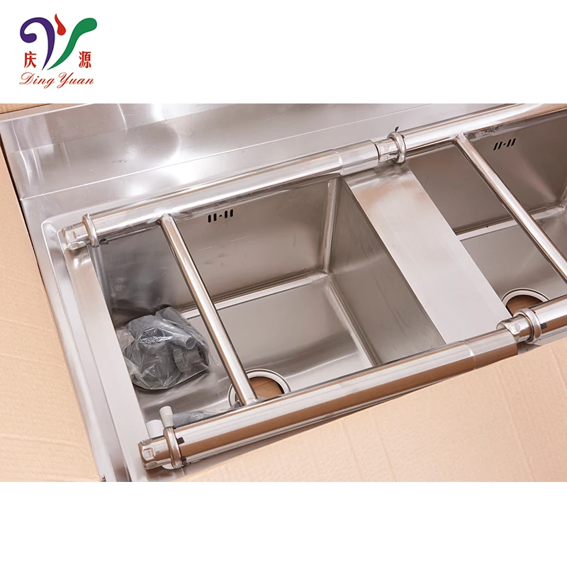 Custom size commercial 201 304 stainless steel restaurant sink compartment kitchen sink table