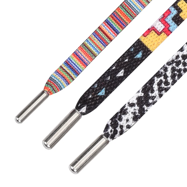 Flat Print Brand Logo Shoelaces Personalized Sneaker Shoe Laces Reflective Print Logo Custom Engraved Logo Aglet