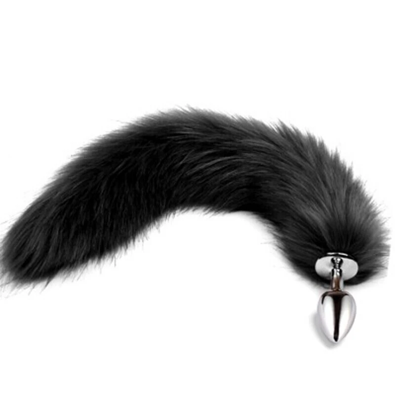 Phyair fox tail stainless butt plug cosplay metal butt plug toys 100% real fox tails puppy anal cat tail plug