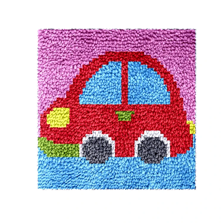 Adult Art Craft DIY Carpet Yarn Art Craft Canvas 12 x 12 inch Fabric Latch Hook Pillow Kit Latch Hook Rug Kit for Adults