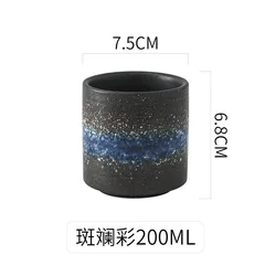 200 мл, оптовая продажа, японская винтажная матовая черная керамическая чайная чашка