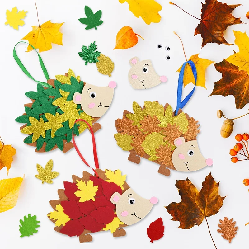 Leafy Hedgehog Kits, Autumn and Winter Arts and Crafts (Pack of 5), Assorted