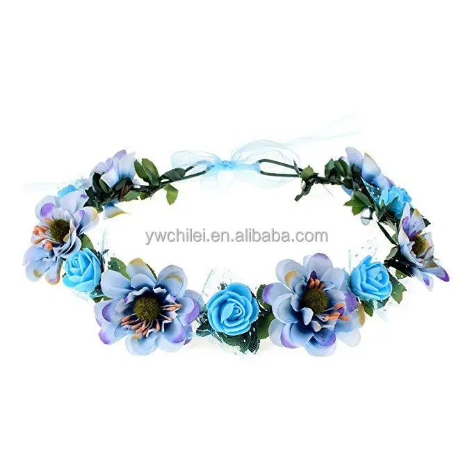 Girls Boho Rose Floral Crown Wreath Wedding Flower Headband