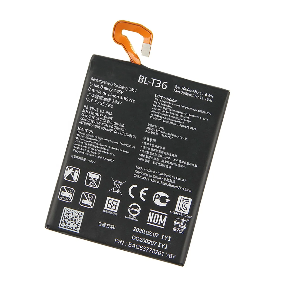 High Quality 3000mAh 11.6Wh 3.85V BL-T36 Replacement Battery For LG K30 X410TK T-Mobile Cell Phone Rechargeable Li-on Batteries