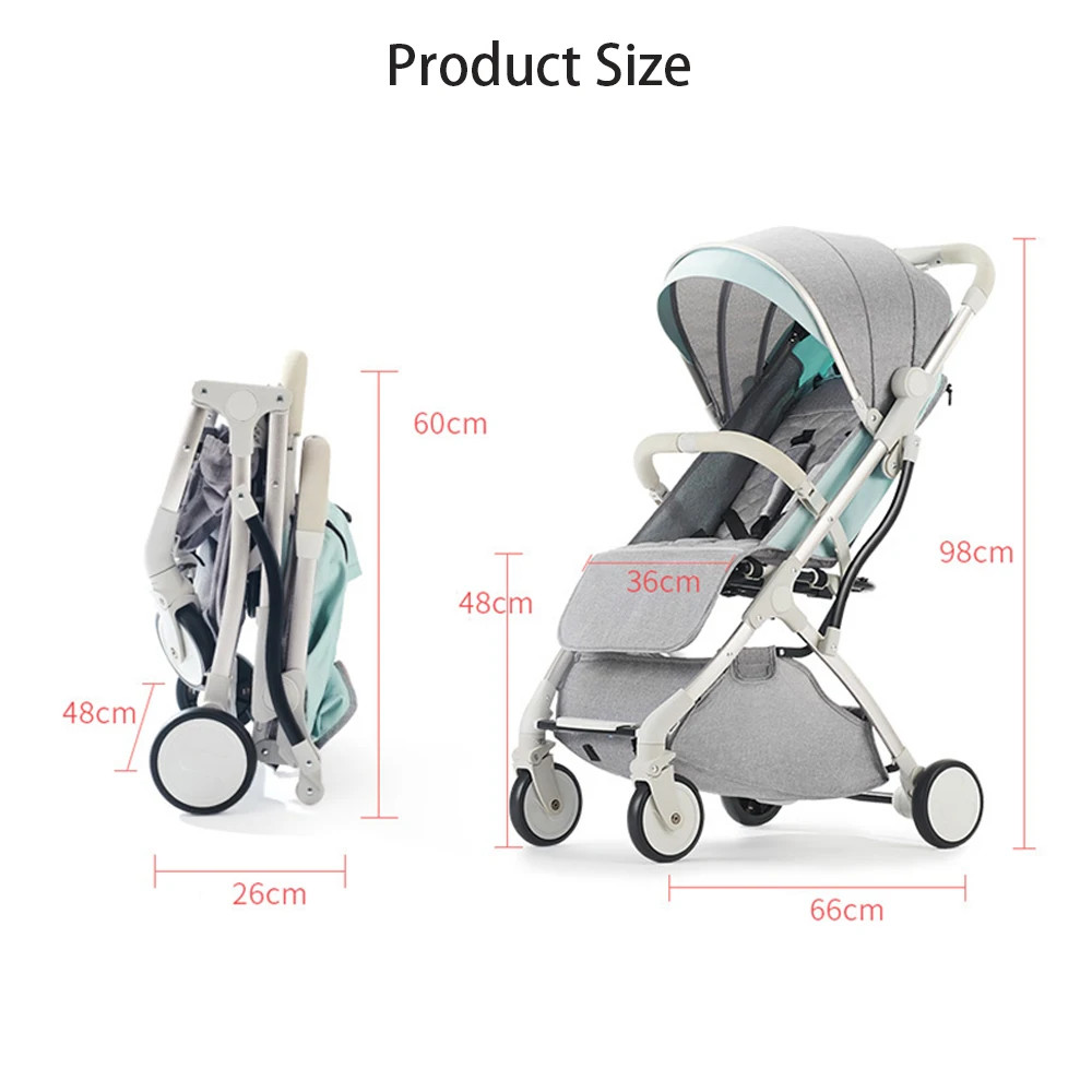 Foldable Convenient One-hand Fold Storage Basket Multi-Position Recline Lightweight Toddler Baby Pram Stroller for Travel