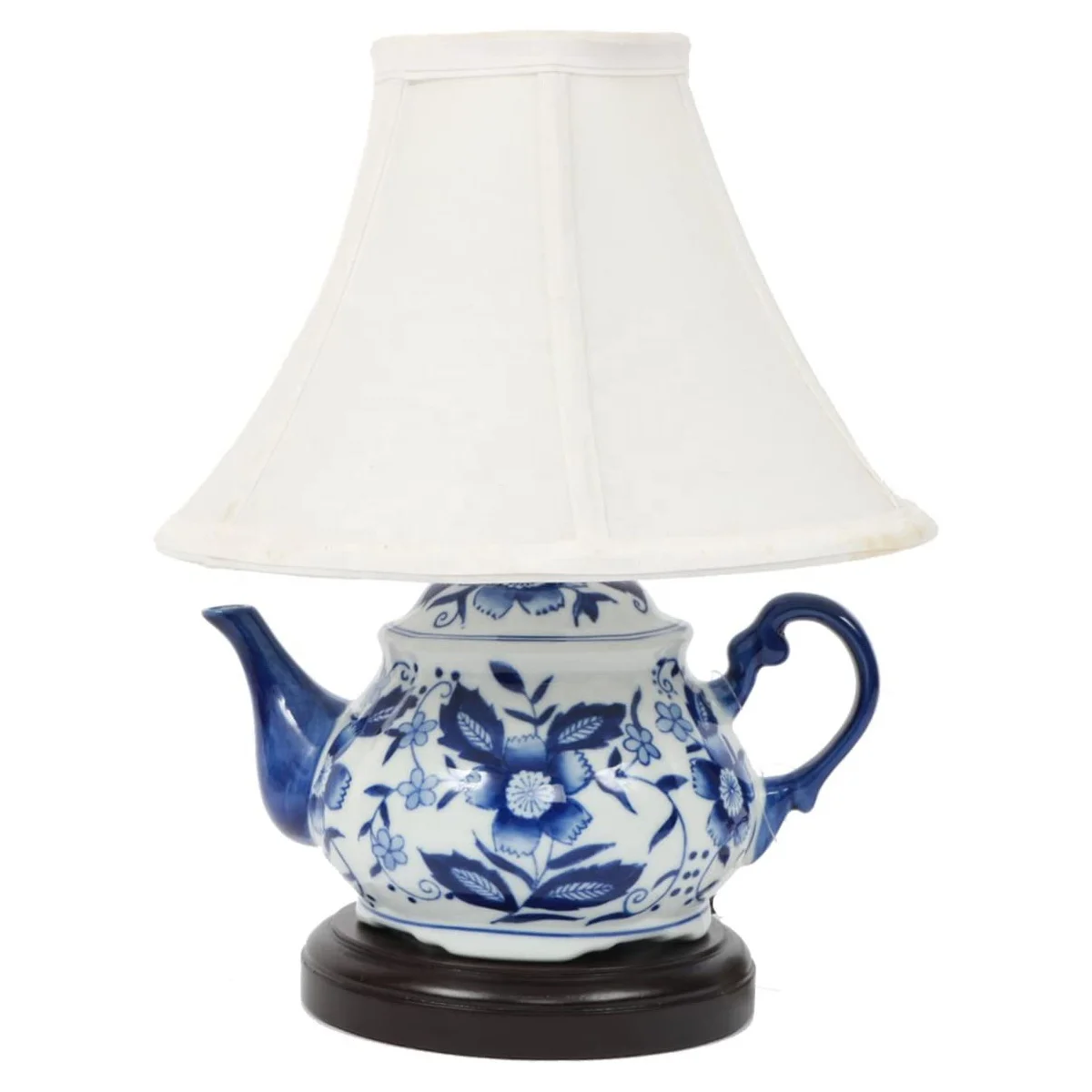 Traditional Teapot Designer Ceramic Lamp Handmade Hand-Painted Blue and White Porcelain Vintage Table Desk Lamp Living Room