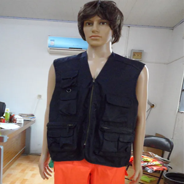 Fishing safety red jacket with multi pockets