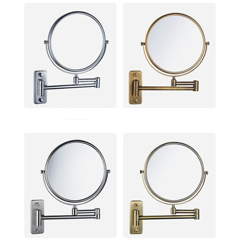 7 Inch Extendable Wall Mounted Makeup Mirror 3X Magnifying Mirror Folding Hotel Round Bathroom Mirror