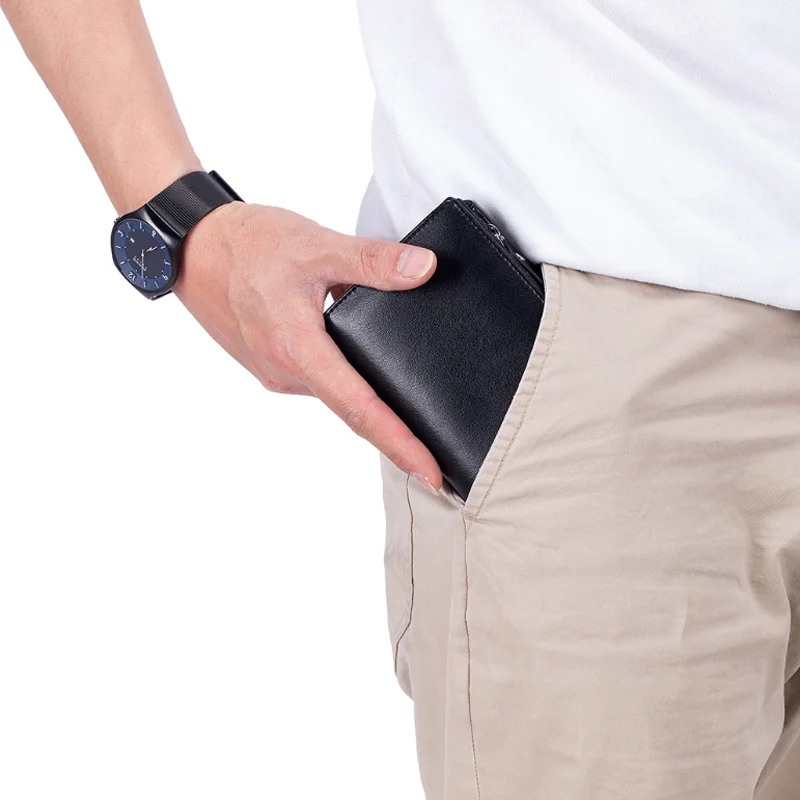 2024 wholesale custom logo genuine leather Men short wallet rfid card holder men wallets