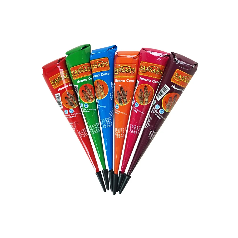 Wholesale Price Cheap Black Brown Indian Henna Cone Temporary Tattoo Ink Body Art Arm Maroon Henna Paste Cones