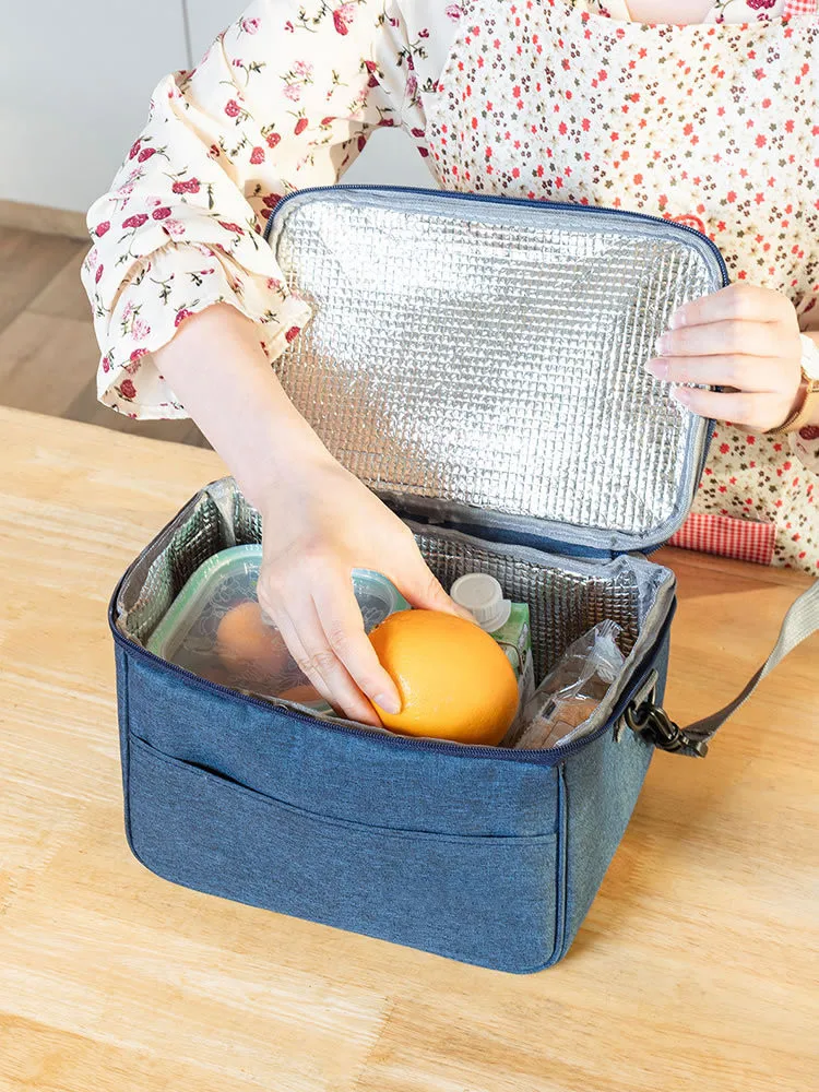 large capacity reusable delivery tote Messenger bag for kids thermal insulated lunch cooler bag