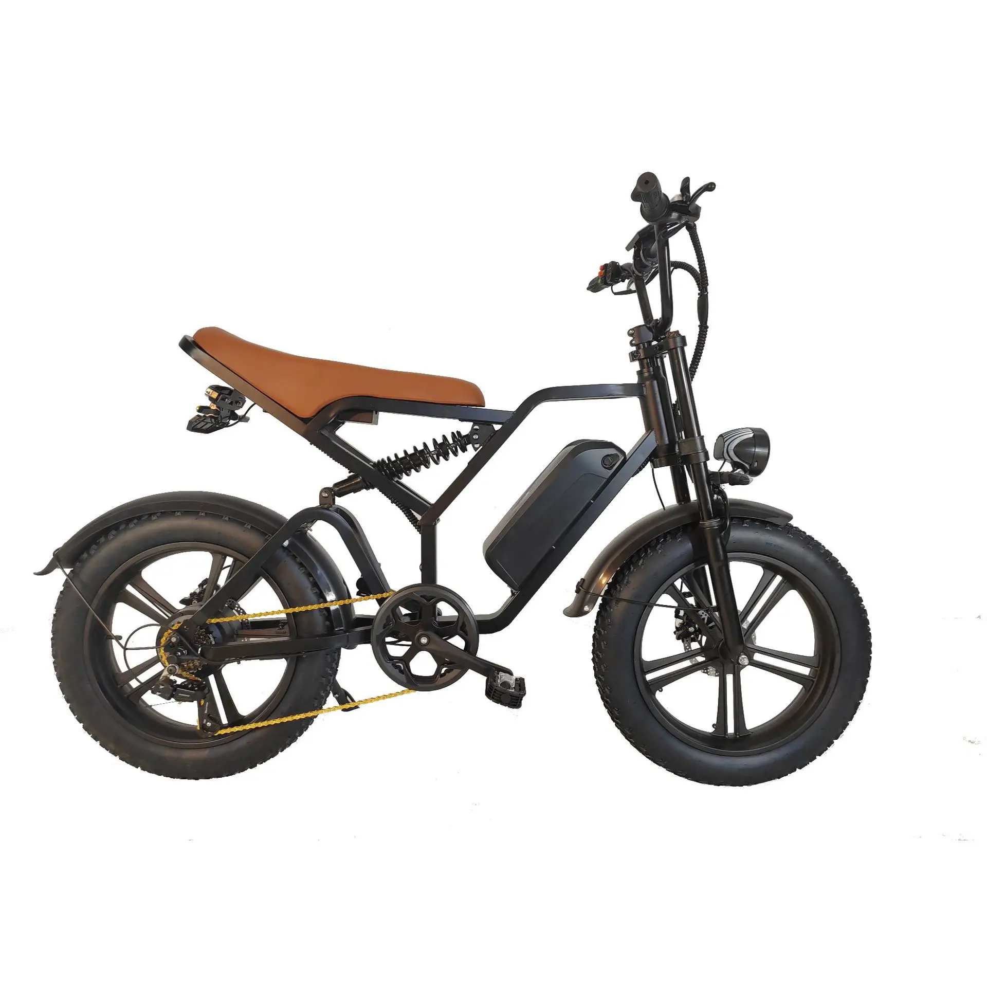 Retro 20 Inch Electric Bicycle Dual Motor Snowmobile Moped 48v Lithium Battery Power Supply