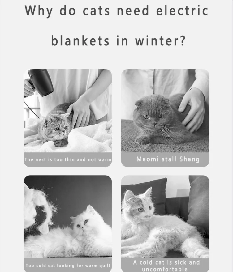 Pet Electric Heat Heated Pad Mat Bed Dog Cat Pet Kennel Electric Warm Blanket