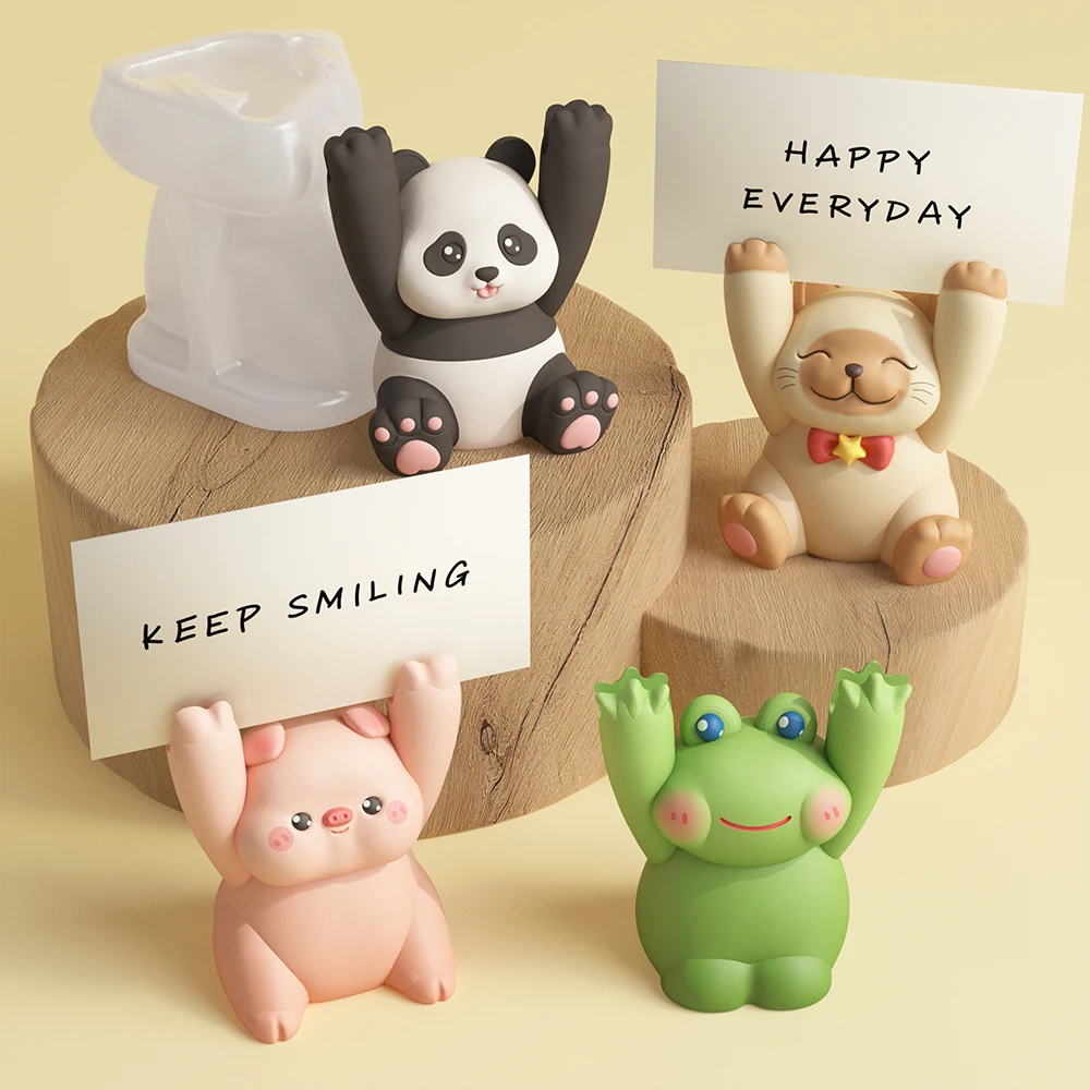 DM1059  3D Animal Gypsum Business Card Holder Silicone Molds DIY Casting Inspirational Message Folder Resin Mold For Craft Decor