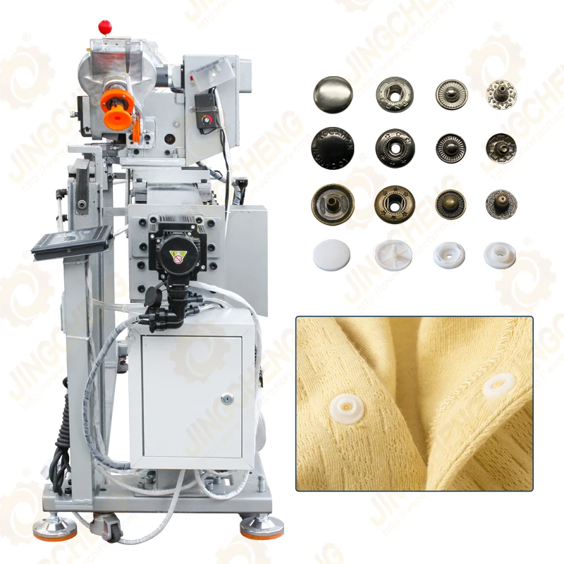 Raincoat press stud attaching fastening machine linear machine system