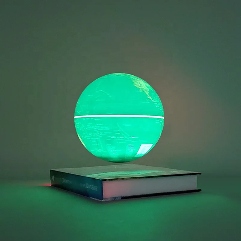 6 inch 14cm Magnetic Levitation  Rotating White and RGB Colors Changing  LED Illuminated World Map Floating Globe