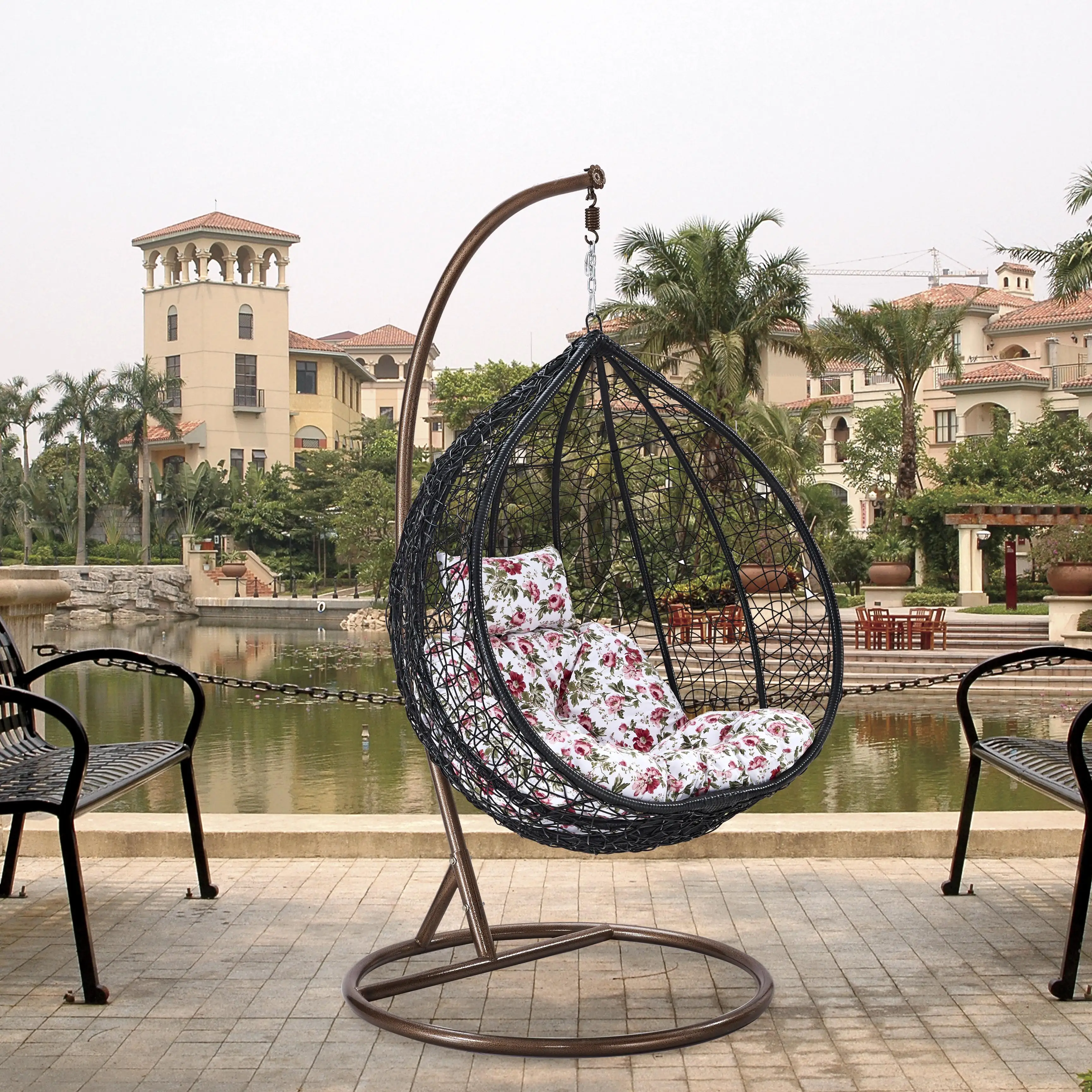 Cheap Price Bohemian Bubble Net Wicker Egg Chair Swing Hammock Hanging Chair For Outdoor Use