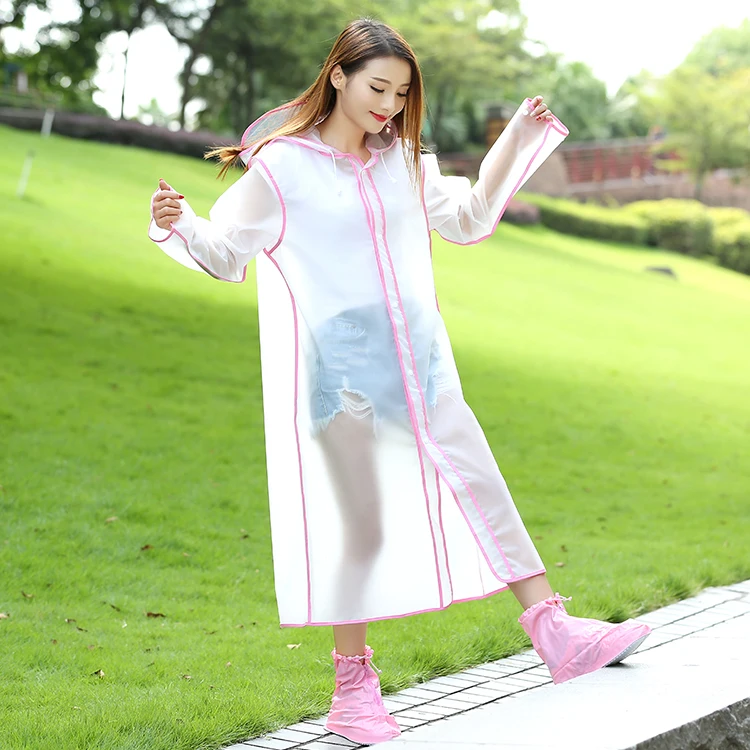 Adults Raincoat with Hoods and Sleeves men Women EVA thick material Plastic easy to carry light weight