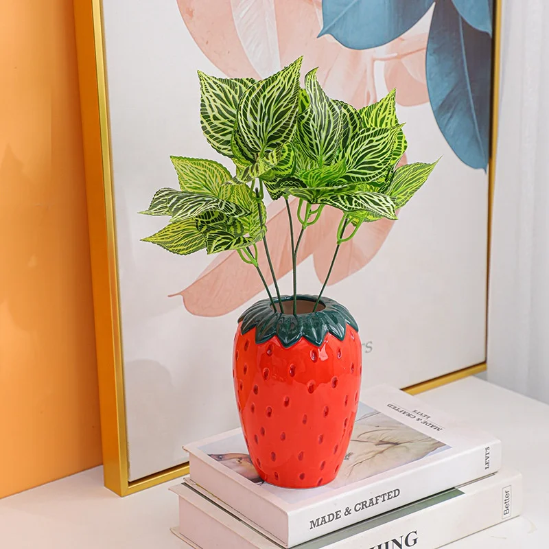 strawberry ceramic vase ins flowerpot home flower craft Nordic living room bedroom study creative decoration