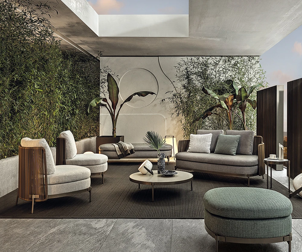 2024 Outdoor Furniture Patio Garden Aluminum Alloy Sofa Set with Lounge Chair and Coffee Table