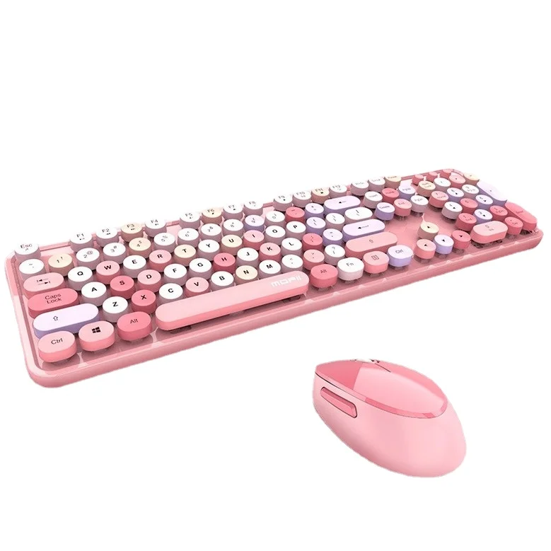 Dropshipping New Cute Color Lipstick Punk Office Keyboard And Mouse Set Wireless Keyboard And Mouse