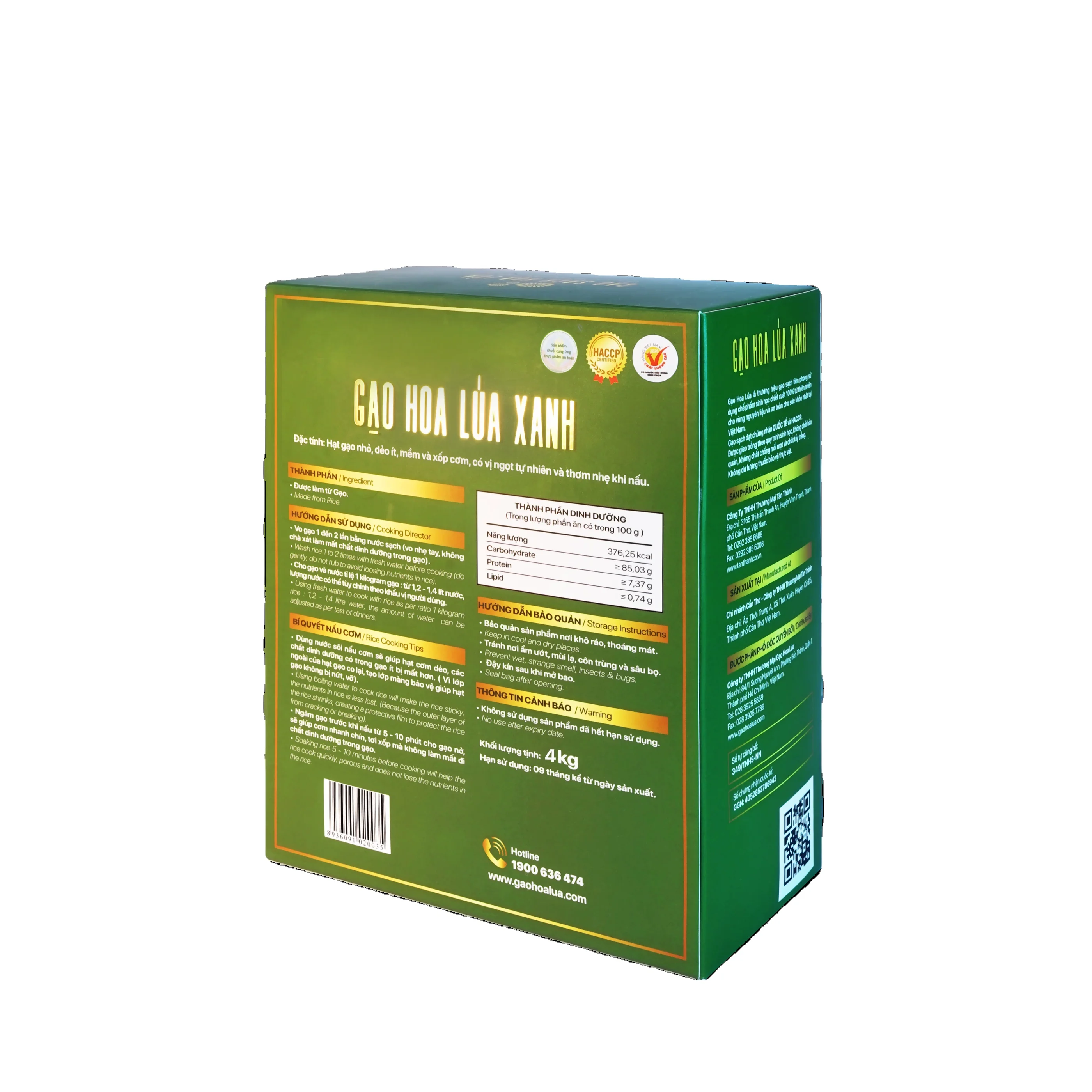 Rice Mill Green Box Hoa Lua Rice Certification GAP, HACCP Style Dried 14% Max. Moisture Admixture