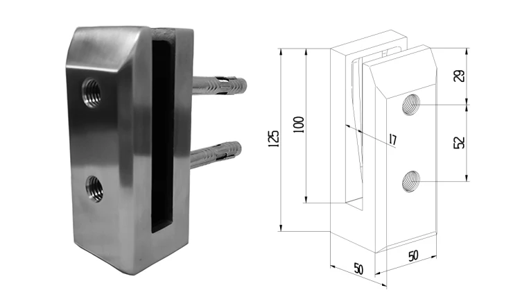 Aleader Balustrade Accessories Frameless Glass Adjustable Glass Clamps Stainless Steel 316 2205 Mirror Polished Glass Clip