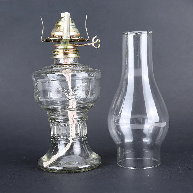 High Quality 32cm Creative Retro Glass Portable Lantern Outdoor Camping Kerosene Lanterns Oil Lamp Night Light LED Table Lamp