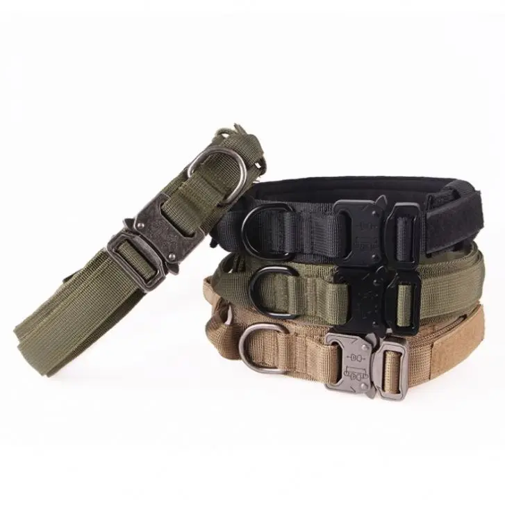2021 Oem Nylon Dog Training Tactical Dog Collar With Aluminum Alloy Buckle For Middle And Large Size Dogs