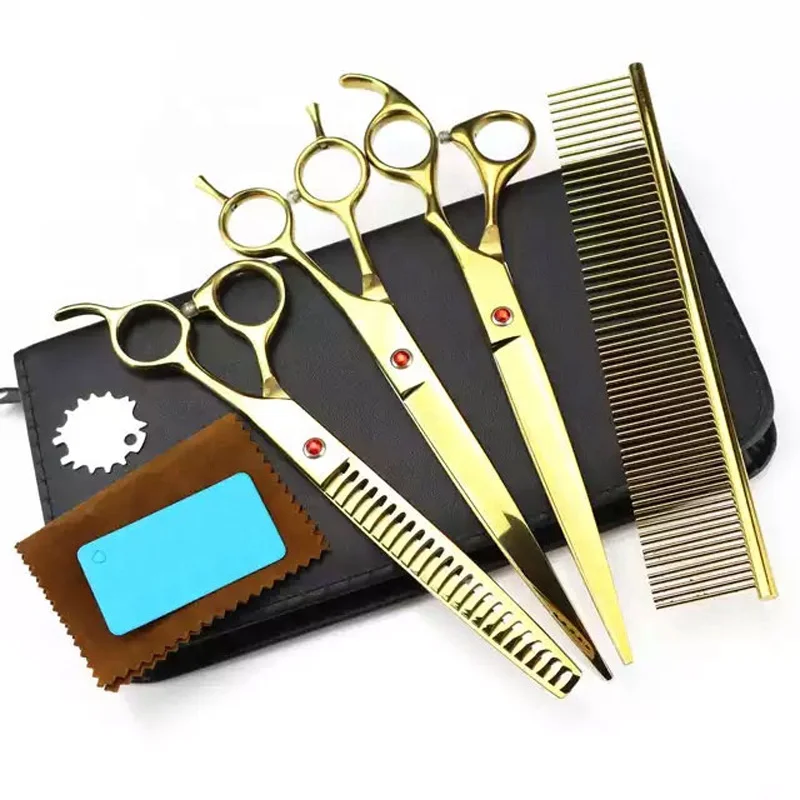 Manufacture Dog Grooming Scissor Cat Thinning Curved Shears Kit Pet Scissor Grooming Scissors Set