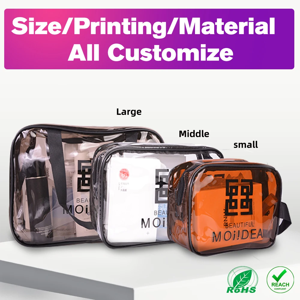 Wholesale Best price PVC zipper bag  Fashion Design LOGO Custom Clear PVC bag Reusable PVC cosmetic bag