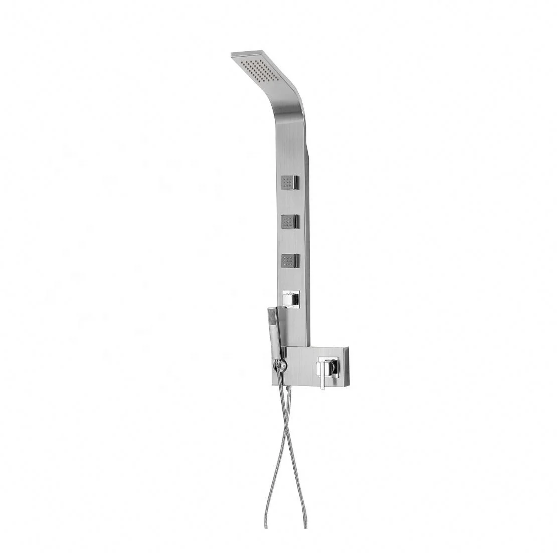 China Factory High Quality Anti Fingerprint Wire Drawing Rainshower Contains Four Thermostatic Shower Set Wall-Mounted System