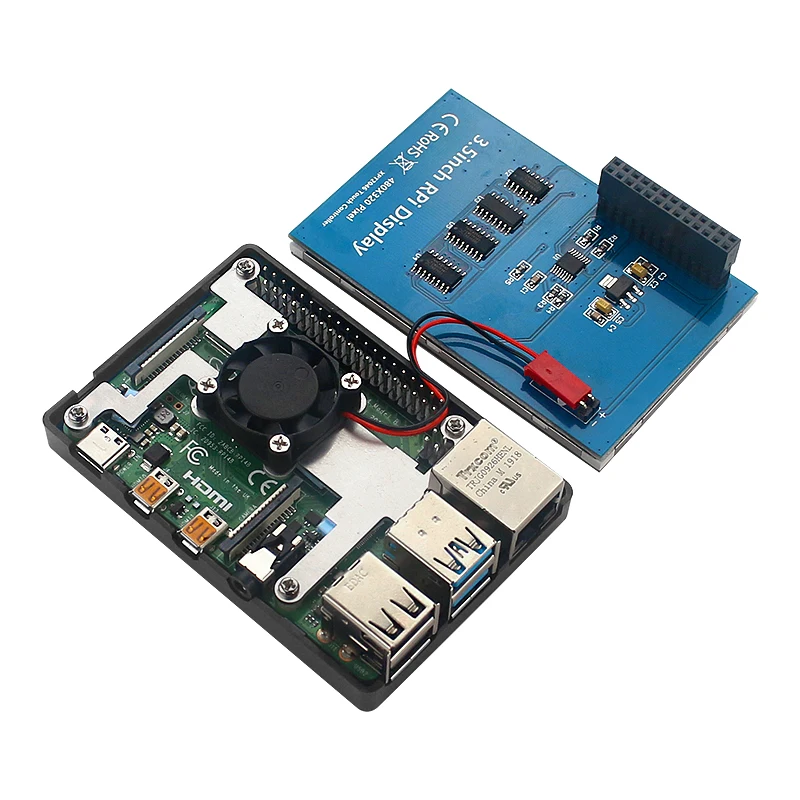 3 5 дюймовый дисплей с вентилятором для Raspberry Pi 4B корпус охлаждения pi 4/3B + экран дисплея